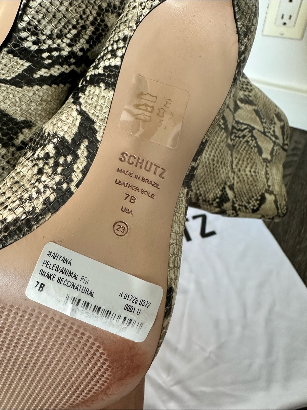 SCHUTZ Snake-Print Knee High Stilettos in Beige and Black - Picture 6 of 8